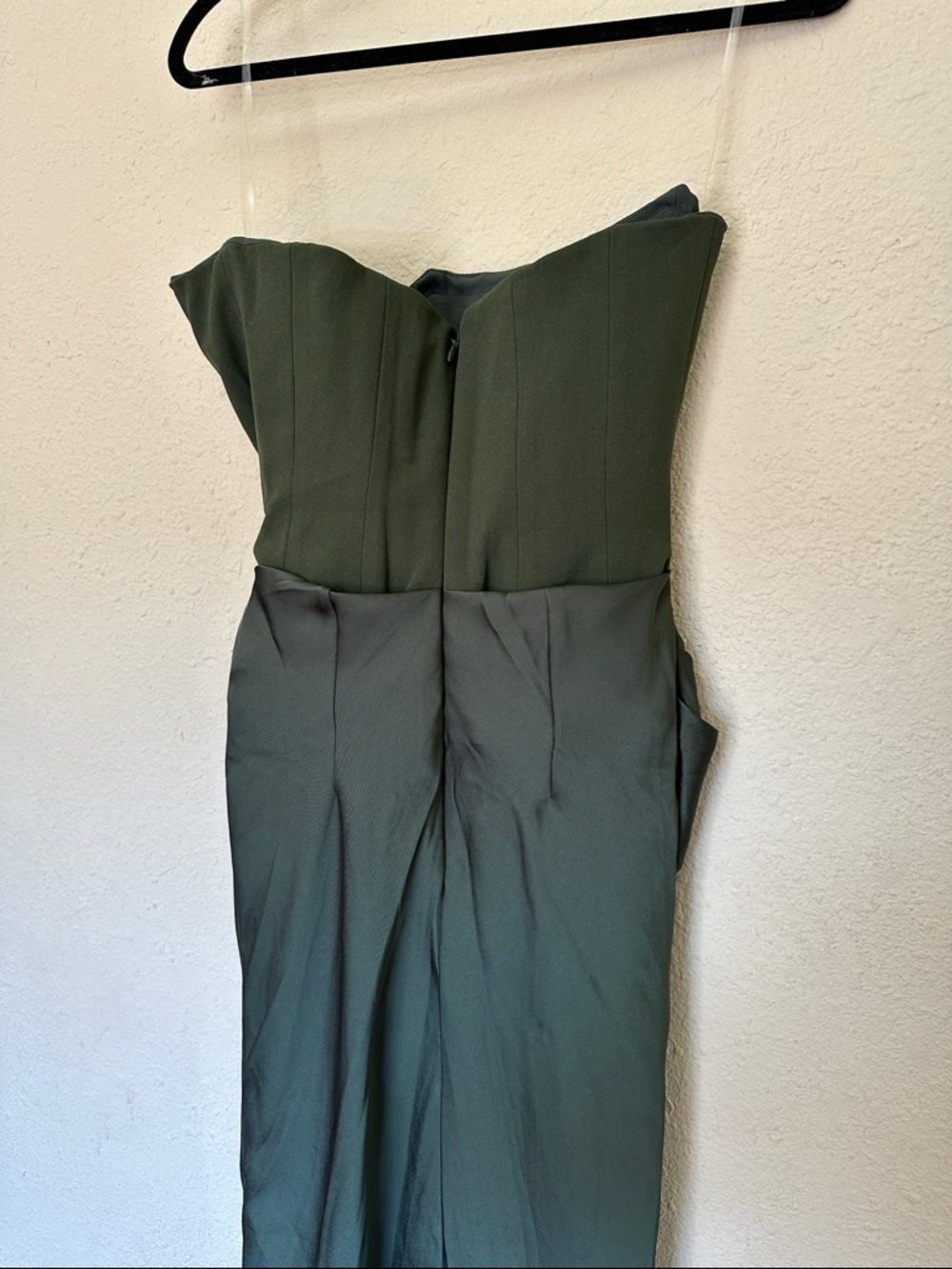 House of CB Dark Green Strapless Satin Maxi Dress - Picture 9 of 12